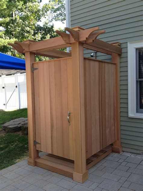 wood metal outdoor shower enclosure|prefabricated outdoor shower enclosures.